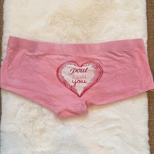 Victoria's Secret Pout  Pink Heart Boyshorts